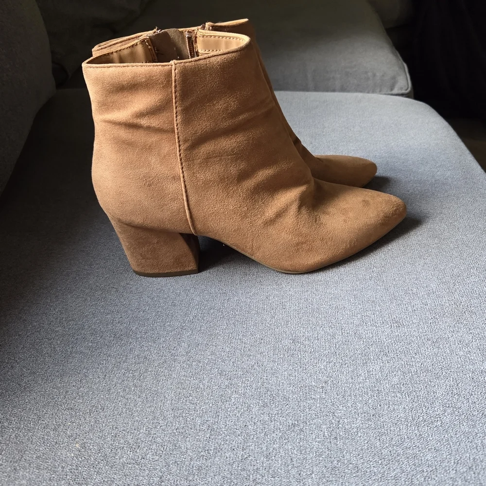 Soda Tan Suede Ankle Booties - Picture 6 of 6
